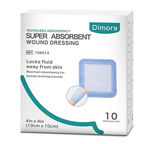 Product Cover Dimora Super Absorbent Wound Dressing, with Non-Adherent Contact Layer, 4'' x 4'', 10 Count
