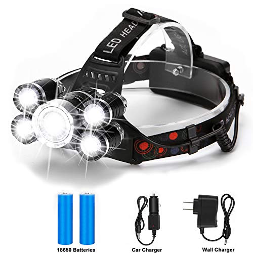 Product Cover Headlamp, Binwo LED Headlamp Rechargeable Headlamp, CREE 5000 Lumens Brightest Zoomable Head Lamp Flashlight Headlight, IPX45 HeadLamps Best for Camping, Outdoors, Adults