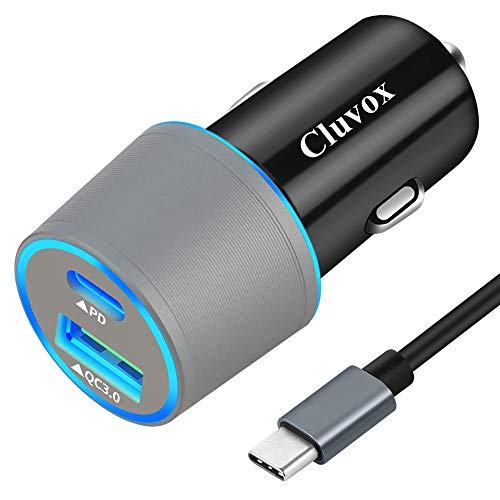 Product Cover Rapid Type C Car Charger, Compatible Google Pixel 3 XL/3/2/2 XL/XL/C, USB C PD Car Charger with 3.3ft Type C Cable, 18W Power Delivery and Quick Charge 3.0 Fast Charging Car Adapter