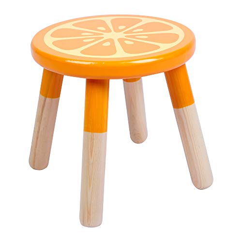 Product Cover RUYU 9 Inch Kids Solid Hard Wood Fruit Chair, Crafted Hand-Painted Wood with Assembled Four-Legged Stool, Bedroom, Playroom, Orange Furniture Stool for Kids, Children, Boys, Girls(Orange)