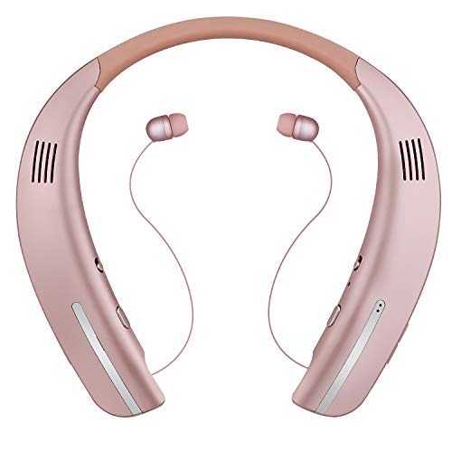 Product Cover SEOBIOG Bluetooth Headphones,SEOBIOG Portable Around The Neck Wearable Wireless Speaker, Bluetooth Neckband Headphones with Retractable Earbuds and Microphone(Bluetooth 4.2,Noise Cancelling.IPX6 (Rose