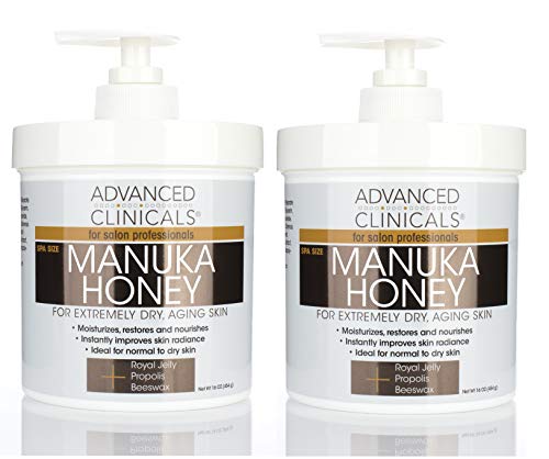 Product Cover Advanced Clinicals Manuka Honey Cream for Extremely Dry, Aging Skin For Face, Neck, Hands, and Body. Spa Size 16oz (Two - 16oz)