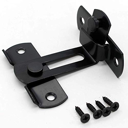 Product Cover 90 Degree Right Angle Door Lock Buckle Bending Lock Bolt Sliding Lock Rod Door and Window Bolt (Large Black)