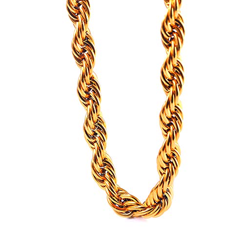 Product Cover TUOKAY 12mm Heavy Huge Gold Rope Chain Necklace for Rapper, Sparkling Big 18K Gold Rope Chain for Rap Gangsta, 24