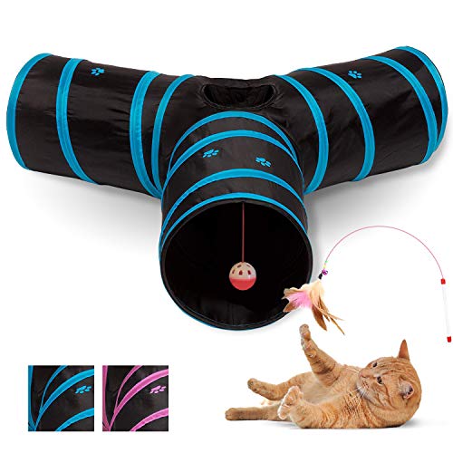 Product Cover All Prime Cat Tunnel - Toys for Cats - Cat Tunnels for Indoor Cats - Cat Tube - Collapsible 3 Way Pet Tunnel - Great Toy for Cats & Rabb