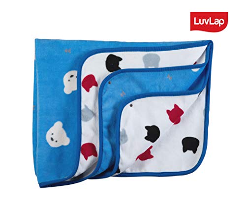 Product Cover Luvlap Newborn Baby Soft Reversible Baby Blanket, Blue and White Teddy (80cm x 100cm)