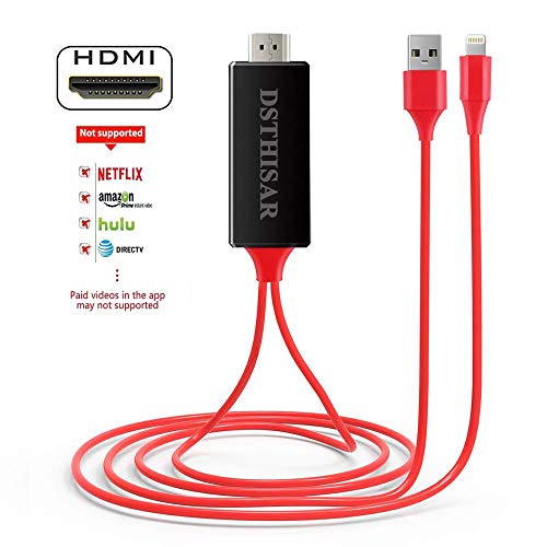 Product Cover Compatible with Phone to HDMI Adapter Cable, DSTHISAR HDMI Digital AV Adapter 1080P HDTV Cord Converter for Phone Xs Max XR X 8 7 6 Plus Pad Pro Air Mini Pod - Plug and Play(Red)