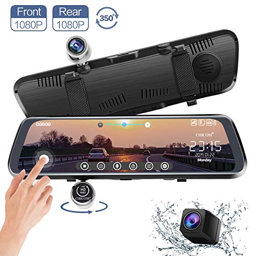Product Cover CHICOM 9.66 inch Mirror Dash Cam Touch Full Screen ; 1080P 170° Full HD Front Camera;1080P 140°Wide Angle Full HD Rear View Camera；Time-Lapse Photography (350 Degree Rotation Camera)