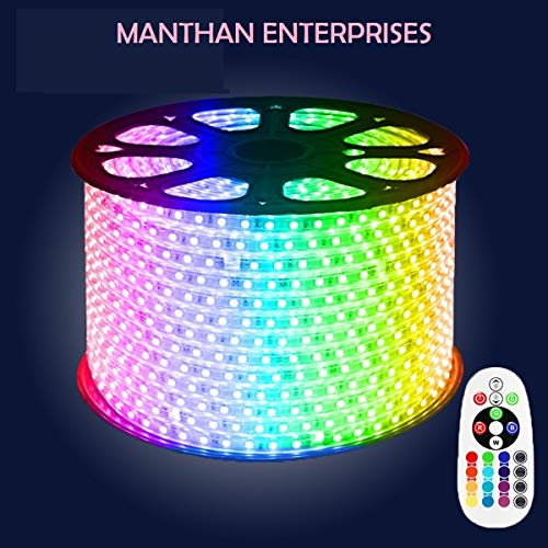 Product Cover Manthan AC 110-120V Flexible RGB LED Strip Lights, 60 LEDs/M, Waterproof, Multi Color Changing 5050 SMD LED Rope Light for Wedding Party Christmas New Year Decoration (10 Meter)