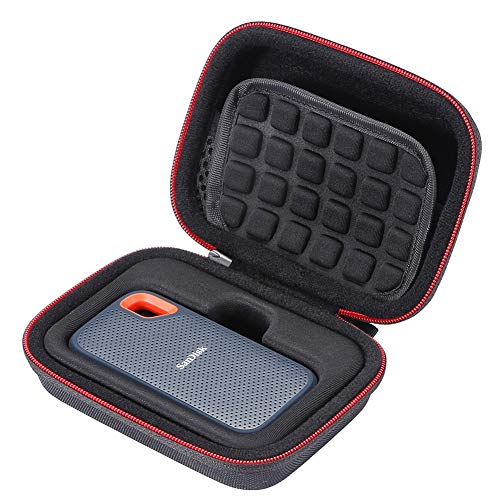 Product Cover Hard Case for SanDisk 250GB / 500GB / 1TB / 2TB Extreme Portable SSD SDSSDE60, Carrying Storage Bag, not fit for SanDisk Extreme PRO SSD - Black(Black Lining)