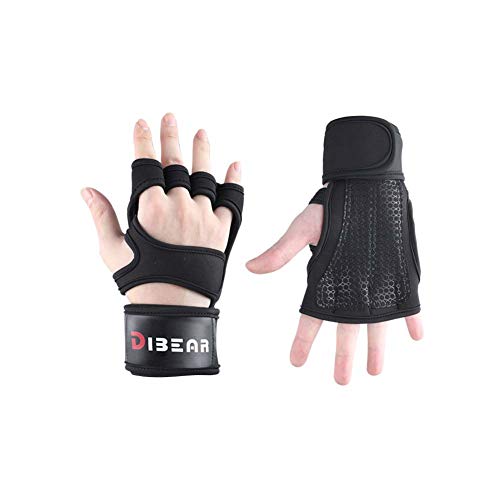 Product Cover DIBEAR Workout Gloves of Men and Women, Suitable for Gym, Outdoor Sports,Pull up Training,Full Palm Protection & Extra Grip,XY-B2033(Black, L)