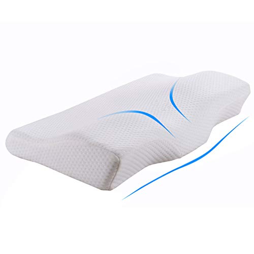 Product Cover TravelEase Contour Memory Foam Pillow, Bedding Hypoallergenic Bamboo Charcoal Neck Pillow Orthopedic Butterfly-Wings Shape Cervical Pillow for Neck Pain Relief, Side Sleepers and Back Sleepers