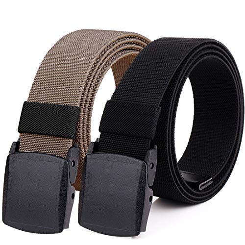 Product Cover Hoanan 2-Pack Elastic Stretch Belt, Men's All Size No Metal Nylon Tactical Hiking Belt