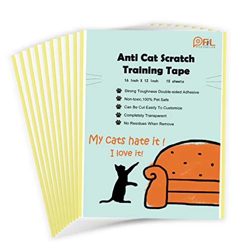 Product Cover 10 Sheets Cat Scratching Deterrent Tape, No Residue Anti Scratch Cat Training Tape for Couch, Removable Double Sided Sticky Adhesive Furniture Protector (Large Size 15.7in X 11.8in)