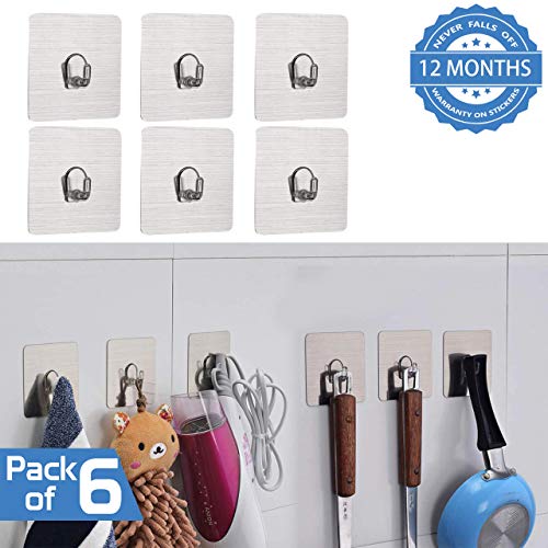 Product Cover HOKIPO® Magic Sticker Series Self Adhesive Hooks, Pack of 6 (Load Bearing Capacity of 3 KG Each Hook)