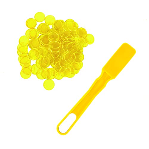 Product Cover MR CHIPS Plastic Magnetic Bingo Chips - Metal Ringed Chips - Yellow - Magnetic Kit - 100pcs - 3/4