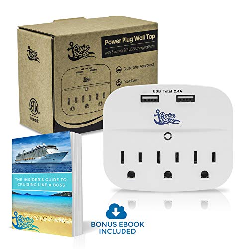 Product Cover Cruise Power Strip No Surge Protector with USB Outlets - Cruise Ship Accessories Must Have for Travel - Ship Approved - Bonus Ebook Included