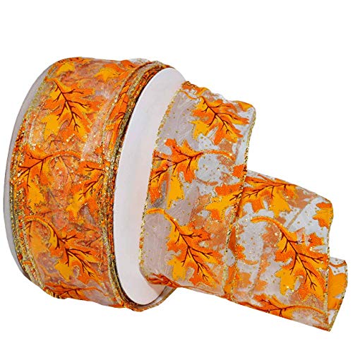 Product Cover Morex Ribbon 7388 Oak Leaves Ribbon 2.5 inches by 50 Yards Orange