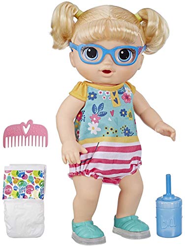 Product Cover Baby Alive Step 'N Giggle Baby Blonde Hair Doll with Light-Up Shoes, Responds with 25+ Sounds & Phrases, Drinks & Wets, Toy for Kids Ages 3 Years Old & Up