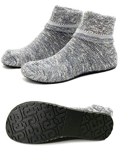 Product Cover Women Slipper Socks Warm Thick Home Fuzzy Socks with Soles Rubber Bottom Non Skid Wearable (6.5-8.5, Thick Gray)