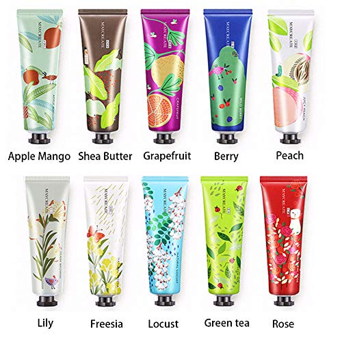 Product Cover Ownest 10 Pack Fruits Extract Fragrance Hand Cream,Moisturizing Hand Care Cream Travel Gift Set with Shea Butter For Men And Women-30ml