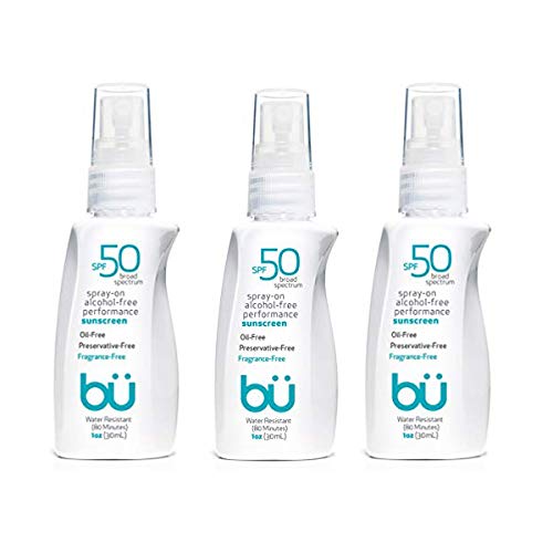 Product Cover bu SPF 50 Sunscreen Spray - Nature's Sun Block. Biodegradable. Water Resistant. TSA Approved. Vegan. Alcohol & Cruelty Free | Fragrance Free - 1 oz (3 Pack)