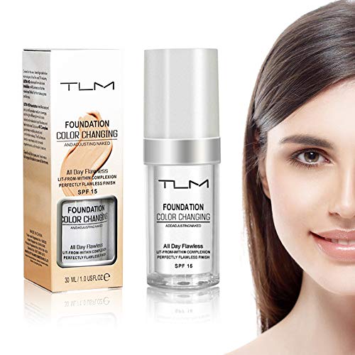 Product Cover TLM colour changing foundation,Flawless Makeup Base Nude Face Liquid Foundation Brightening Portable Concealer Cover Concealer(Update Version)