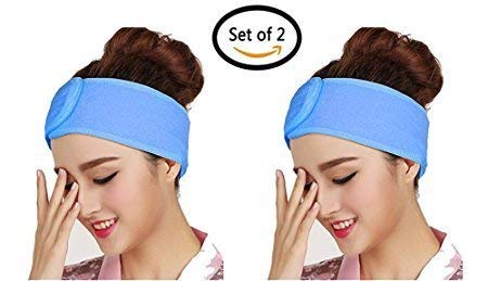 Product Cover colour Blast Women's Polycotton Facial Headbands, Stretchable Elasticized Facial Band For Women Men,Facial Head Band Adjustable - Pack of 2 colour may vary