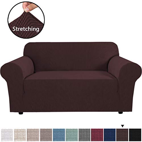 Product Cover High Stretch 1 Piece Jacquard Lycra Loveseat Sofa Cover / Slipcover Soft Spandex Form Fit Slip Resistant Stylish Furniture Protector Couch Covers Machine Washable, Sofa Loveseat 58