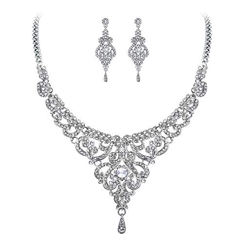 Product Cover EVER FAITH Women's Austrian Crystal Art Deco Bridal Vase Flower Necklace Earrings Set