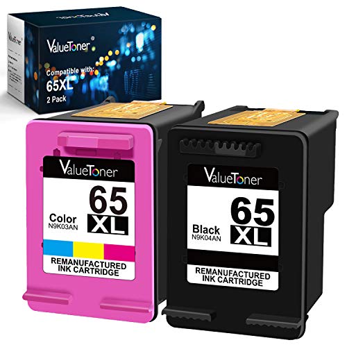 Product Cover Valuetoner Remanufactured Ink Cartridges Replacement for HP 65XL 65 XL N9K04AN for Envy 5055 5052 5058 DeskJet 3755 2655 3720 3722 3723 3752 3758 2652 2624 High Yield (1 Black, 1 Color)