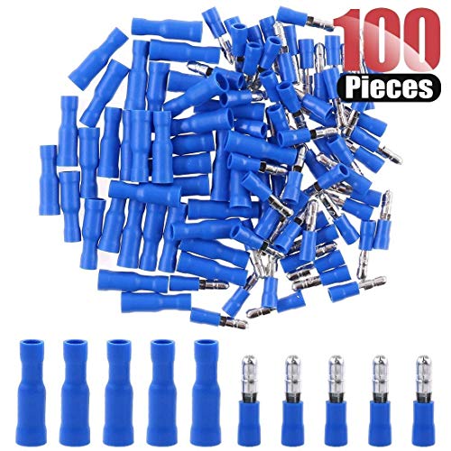 Product Cover eHUB Fully Insulated Male Female Wire Bullet Electrical Crimp Terminals Connector (Blue) - Pack of 100 Pieces