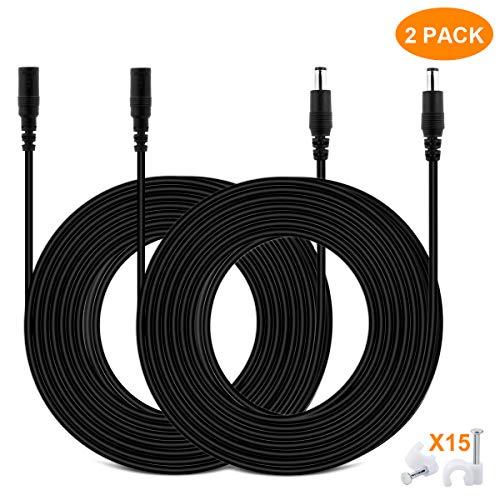 Product Cover DC Power Extension Cable, 33ft 2Pack 2.1mmx5.5mm DC Plug Power Supply Adapter Extension Cord 20AWG Power Cord Compatible with 12V,24V Wireless CCTV IP Security Camera,Led Strip Lights,Standalone DVR