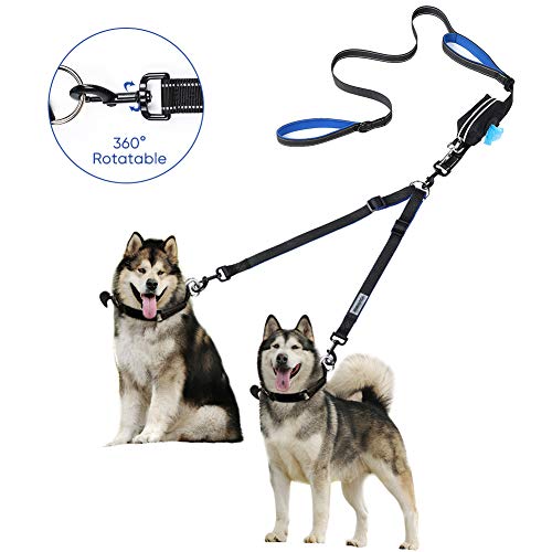 Product Cover YOUTHINK Dual Dog Leash 360°No Tangle Double Handle Leash Dog Walking & Training Leash Reflective Adjustable Dog Leash for 2 Dogs up to 110 lbs, with Waste Bag Dispenser
