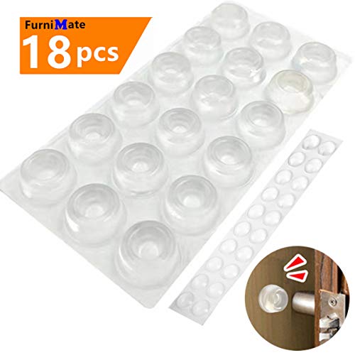 Product Cover Adhesive Door Knob Bumper Pads- 18 PCS Small Clear Wall Protector Door Stopper Rubber Feet for Door Handle Cabinet Headboard Refrigerator Sound Dampening and 20 PCS Bumper Pads