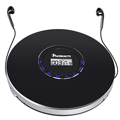 Product Cover Rechargeable Portable CD Player, Small CD Player for Car, Compact Personal CD Player with LED Backlit Display, 12 Hours Playing Time, Anti-Skip, Shockproof and 3.5mm AUX Cable