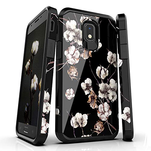 Product Cover Nicelycase Samsung Galaxy J7 2018/J7 Refine/J7 V J7V 2nd Gen/J7 Star/J7 Top/J7 Crown Case, Hybrid Shockproof Drop Protective Impact Rugged Heavy Duty Dual Layer Armor Phone Case (Flowers/Black)