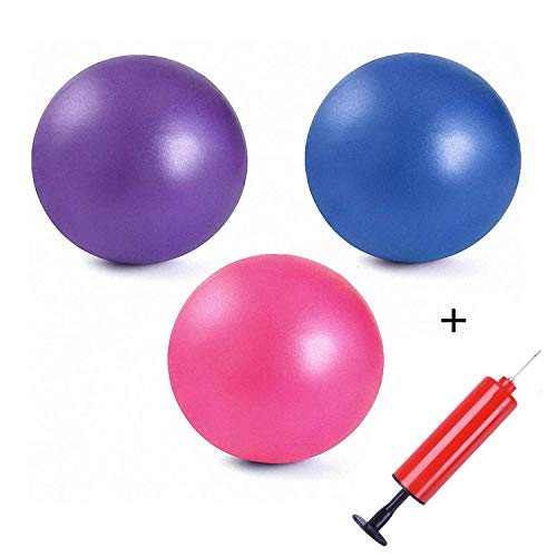 Product Cover 3 Pack Mini Exercise Balls with Air Pump, 9-10 Inch Professional Grade Anti Burst Heavy Duty and Slip Resistant Small Pilates Ball for Yoga Fitness Stability Barre Balance Training Physical Therapy