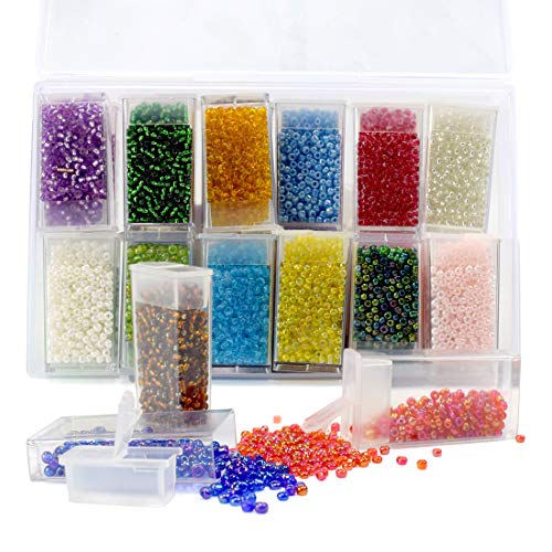 Product Cover ZIIYAN Approx 11000pcs 3mm Glass Seed Beads, Small Pony Beads Assorted Kit with Removable Organizer Box for Jewelry Making, Beading, Crafting, 24colors, About 460pcs per Color