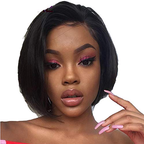 Product Cover LUMIERE Hair Short Straight Bob Lace Front Wigs Human Hair 8 inch 13x4 Lace Part 150% Density Brazilian Virgin Human Hair Wigs for Black Women Pre Plucked with Baby Hair Natural Black