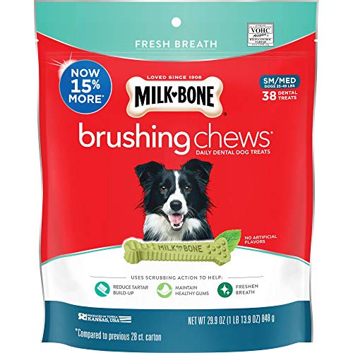 Product Cover Milk-Bone Brushing Chews Daily Dental Dog Treats, Fresh Breath, Small-Medium, 29.9 oz Pouch