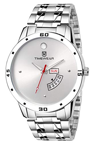 Product Cover TIMEWEAR Day Date Functioning Silver Dial Chain Watch for Men