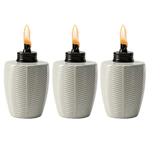 Product Cover TIKI Brand Herringbone White Glass Tabletop Torch (Set of 3)