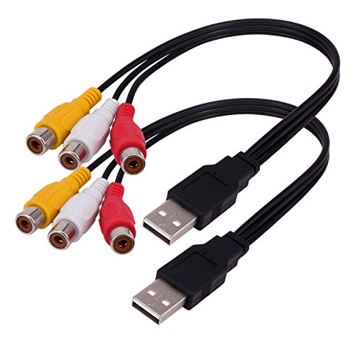 Product Cover USB to 3RCA Cable, Yeworth [2 Pack] 0.25m USB Male to 3 RCA Female Jack Splitter Audio Video AV Composite Adapter Cable for TV/PC