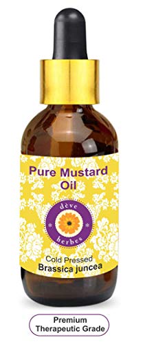 Product Cover Deve Herbes Pure Mustard Oil (Brassica juncea) with Glass Dropper 100% Natural Therapeutic Grade Cold Pressed 10ml (0.33 oz)