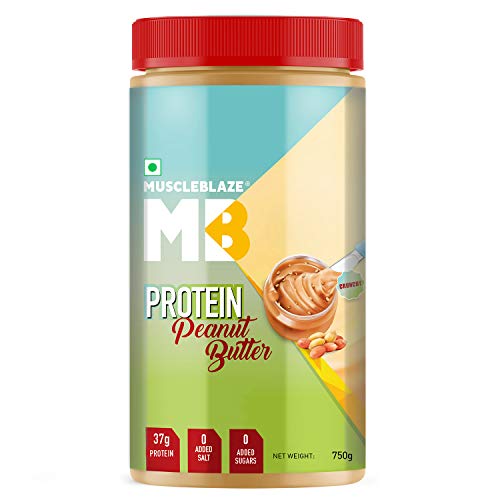 Product Cover MuscleBlaze High Protein Natural Peanut Butter with Whey Protein - Unsweetened, Crunchy 750g