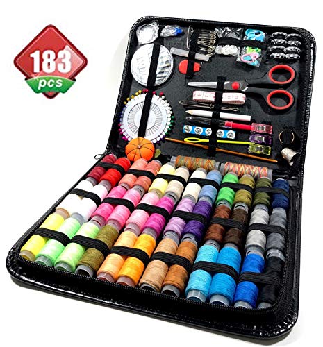 Product Cover Sewing Kit, 183 Premium Sewing Supplies, Best for Beginners - Adults - Starter - Traveller, Professional Sew Kits, Thread and Needle Premium - Hand Sewing Accessories - Full Size Organizer Kit Sewing