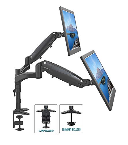 Product Cover Fully Adjustable Dual Gas Spring LCD Monitor Arm Desk Mount Stand with 2 Swing Arms for Two 15