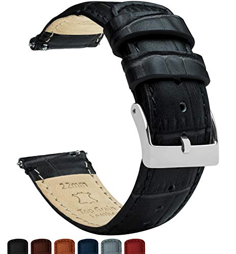 Product Cover 20mm Black - Standard Length - Barton Alligator Grain - Quick Release Leather Watch Bands
