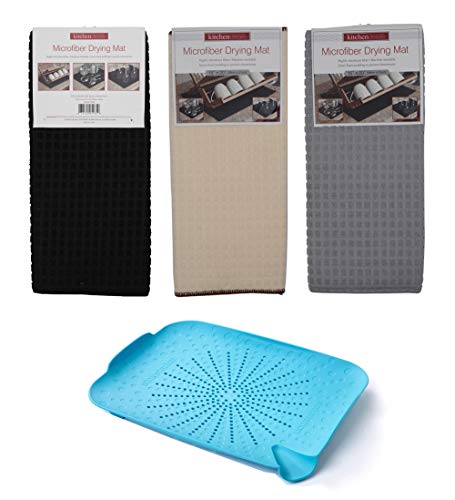 Product Cover Store2508® Microfiber Reversible Dish Drying Mat (Pack of 3) (38 * 51 cm Each) + Free SinkStation